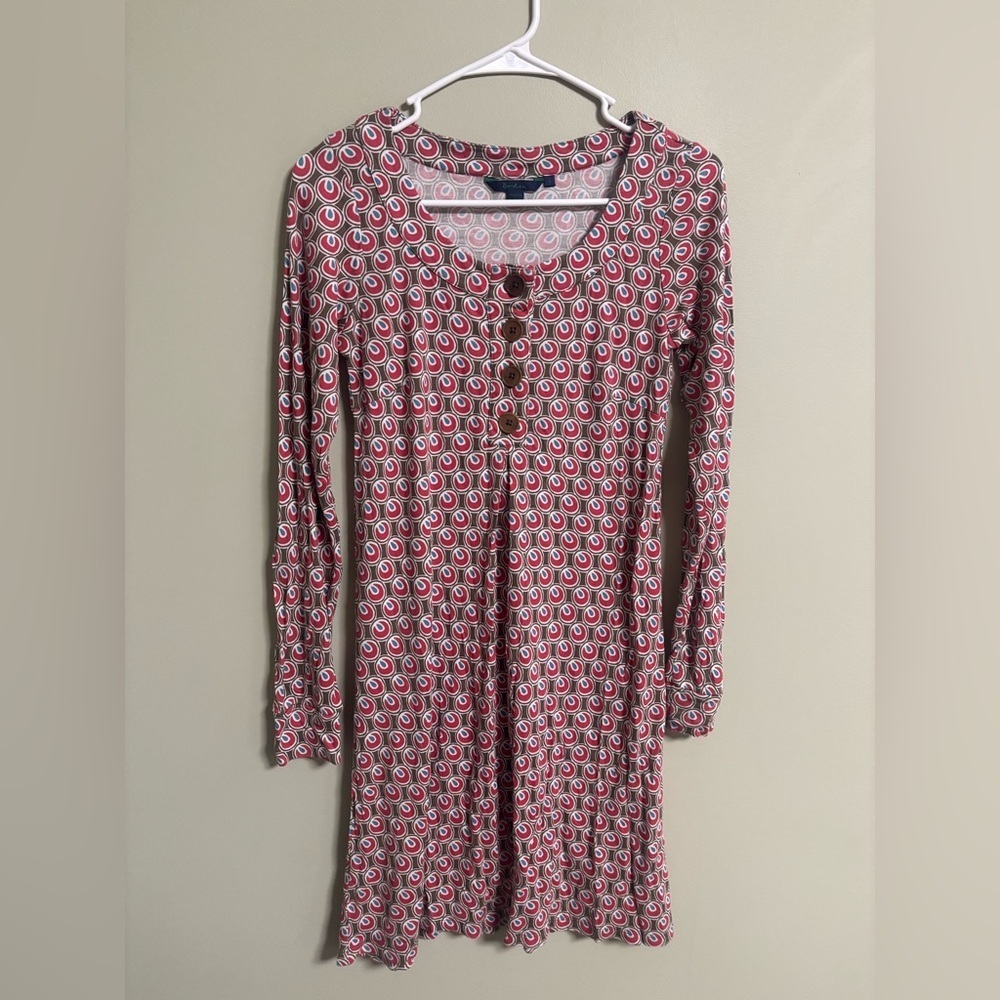 Boden Size 8 Medium Modal Mini Dress Long Sleeve Geometric Print Abstract Mod